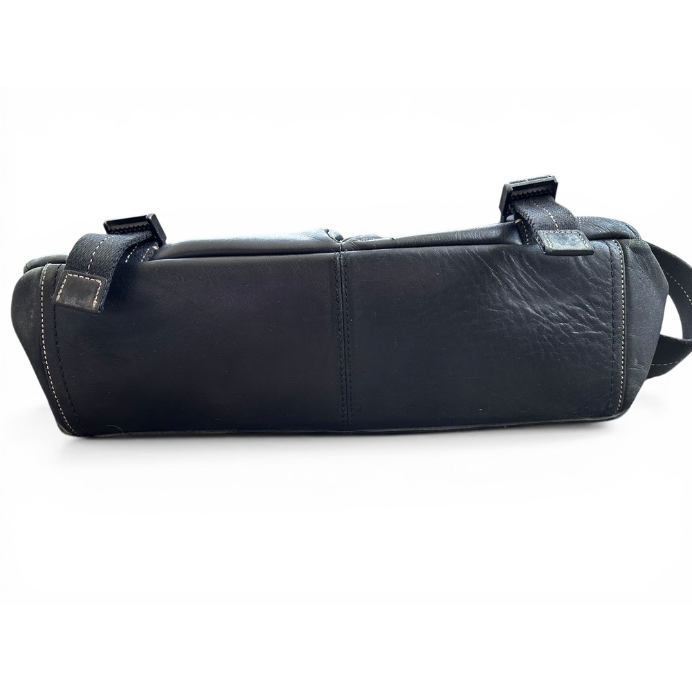 Coach Leather Messenger Bag Mens Black Fair Condition Contrast Stitch Briefcase - Picture 11 of 11
